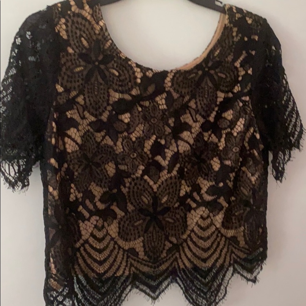 Express Cropped Lace Lined Blouse (M)